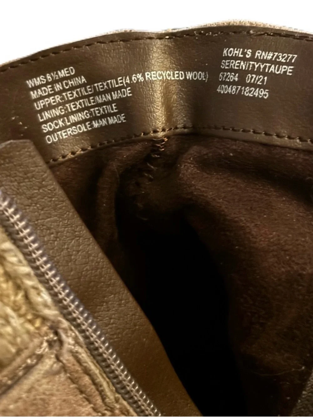 Croft and Barrow Serenity Taupe Suede Slouch Booties with Sweater Cuff.